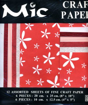 Craft Papers - 12 sheets - Red & White (KP734)